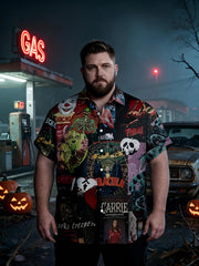 Men's Plus Size Retro Halloween Fashion Short Sleeve Shirt