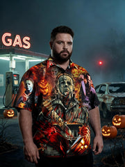 Men's Plus Size Classic Spooky Graphic Short Sleeve Shirt