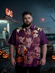 Men's Plus Size Fashion Spooky Graphic Short Sleeve Shirt