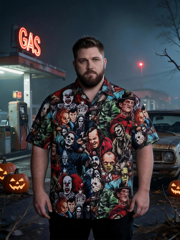 Men's Plus Size Fashion Spooky Short Sleeve Shirt
