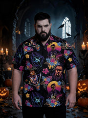 Men's Plus Size Cool Halloween Print Short Sleeve Shirt
