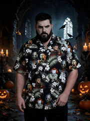 Men's Plus Size Modern Halloween Graphic Short Sleeve Shirt