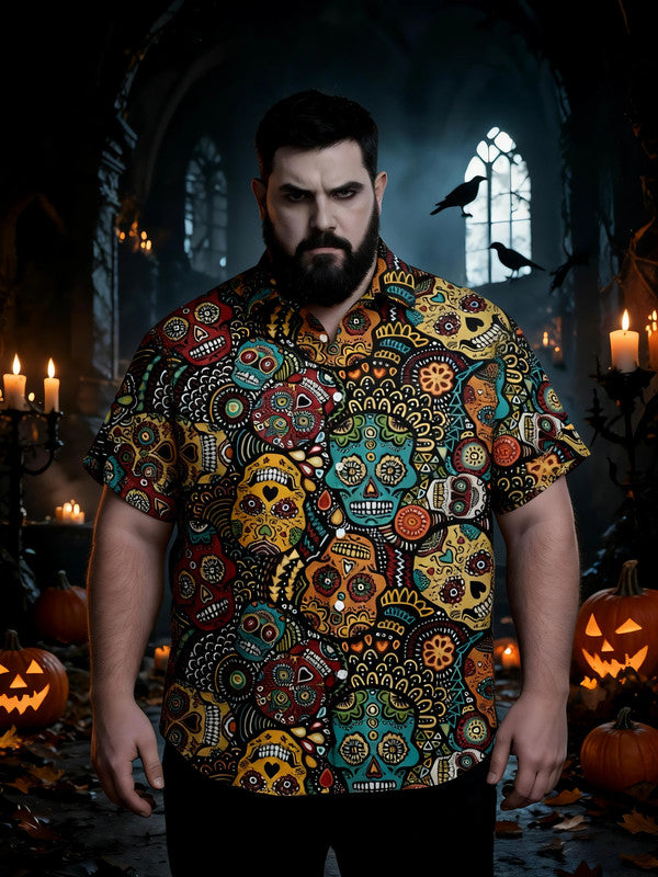 Men's Plus Size Classic Halloween Fashion Short Sleeve Shirt