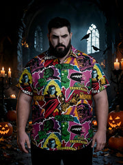 Men's Plus Size Trendy Halloween Style Short Sleeve Shirt