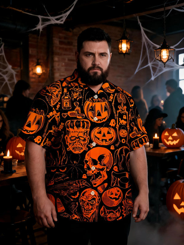 Men's Plus Size Hot Halloween Fashion Short Sleeve Shirt