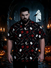 Men's Plus Size Retro Halloween Style Short Sleeve Shirt
