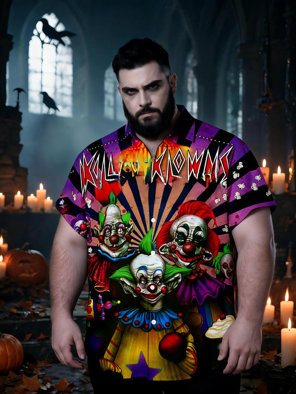 Men's Plus Size Hot Spooky Graphic Short Sleeve Shirt