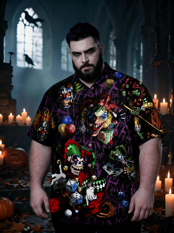 Men's Plus Size Classic Spooky Style Short Sleeve Shirt