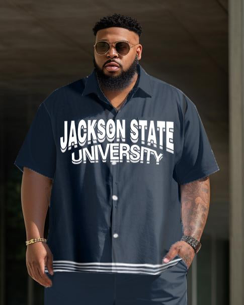 Men's Plus Size College Style Jackson State University Short Shirt Uniform Suit