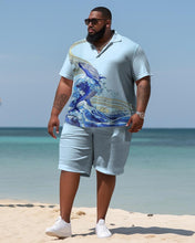 Load image into Gallery viewer, Men&#39;s Plus Size Business Tsunami Spray Beach Two-Piece Set