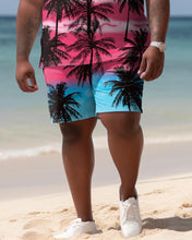 Load image into Gallery viewer, Hawaiian Coconut Gradient Shirt And Shorts Two-Piece Men&#39;s Plus Size Set