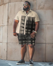 Load image into Gallery viewer, Men&#39;s Plus Size Plaid Short Shirt And Shorts Set