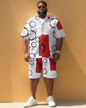 Load image into Gallery viewer, Men&#39;s Plus Size Simple Geometric Pattern Short Sleeve Shirt Shorts Set