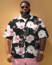 Load image into Gallery viewer, Men&#39;s Plus Size Casual Simple Floral Print Short Sleeve Shirt Shorts Suit