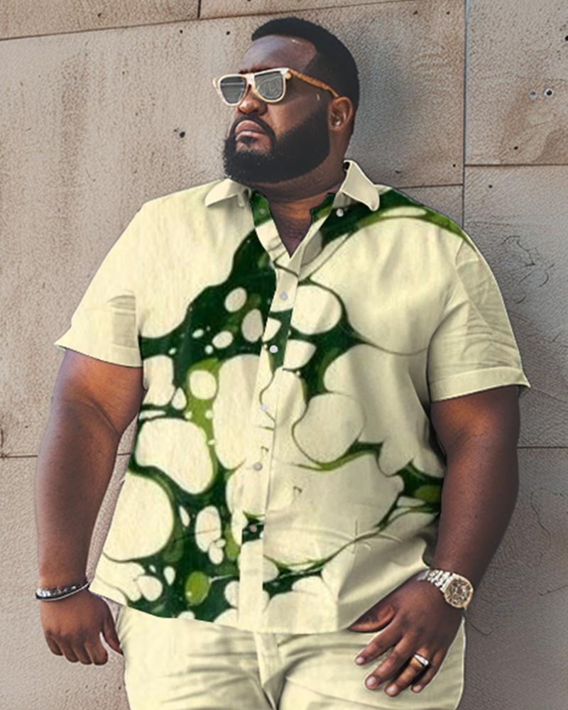 Men's Plus Size Geometric Short Sleeve Shirt Shorts Set