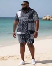 Load image into Gallery viewer, Men&#39;s Plus Size Seaside Peris Pattern Hawaiian Shirt Shorts Two Piece Set