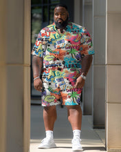 Load image into Gallery viewer, Men&#39;s Plus Size  Cartoon Graphic Short Shirt Shorts Suit