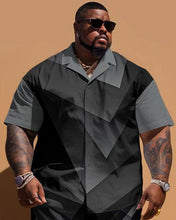 Load image into Gallery viewer, Men&#39;s Plus Size Simple Geometric Print Short Sleeve Shirt Shorts Set