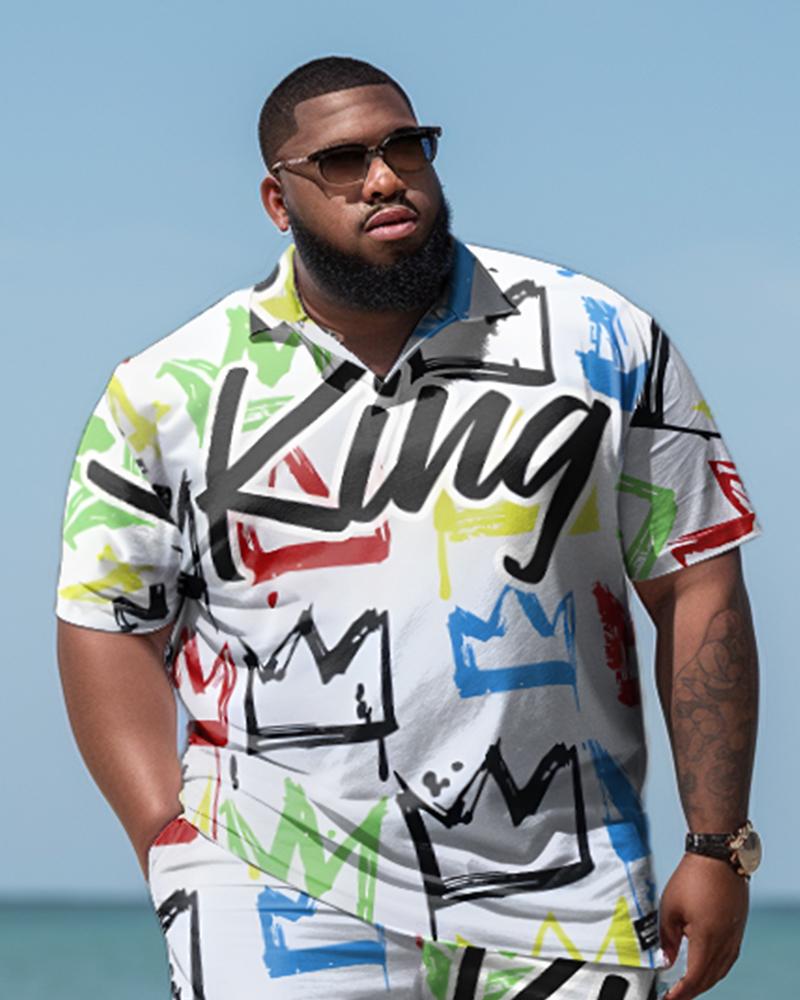 Men's Plus Size King  Beach Hawaiian Two-Piece Set