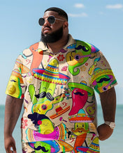 Load image into Gallery viewer, Men&#39;s Plus Size Hawaiian Beach Graffiti Print Two-Piece Set