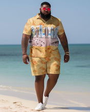 Load image into Gallery viewer, Men&#39;s Plus Size Hawaiian Color Block Boat Shirt and Shorts Two Piece Set