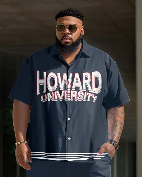 Men's Plus Size College Style Howard College Short Shirt Uniform Suit