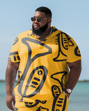 Load image into Gallery viewer, Men&#39;s Plus Size Doodle Beach Hawaiian Style Two-Piece Set