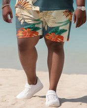 Load image into Gallery viewer, Men&#39;s Plus Size Hawaiian Color Block Maple Leaf and Apricot Shirt and Shorts Two-piece Set