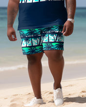 Load image into Gallery viewer, Men&#39;s Plus Size Hawaiian Art Coconut Color Block Shirt And Shorts Two-Piece Set