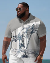 Load image into Gallery viewer, Men&#39;s Large Size Business Color Matching Coconut Tree Beach Two-Piece Set