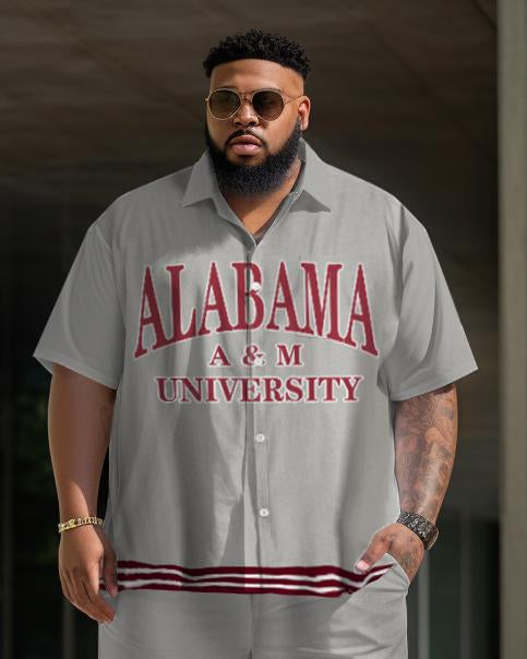 Men's Plus Size College Style Alabama A&M University Short Shirt Uniform Suit