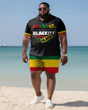 Load image into Gallery viewer, Black History Month Color Block Print Large Men&#39;s Polo Short Sleeve Set