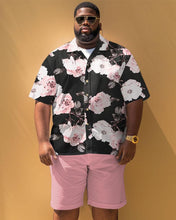 Load image into Gallery viewer, Men&#39;s Plus Size Casual Simple Floral Print Short Sleeve Shirt Shorts Suit