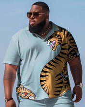 Load image into Gallery viewer, Men&#39;s Plus Size Beach Hawaiian Tiger Print Two-Piece Set