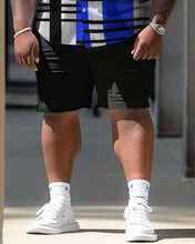 Load image into Gallery viewer, Men&#39;s Plus Size Striped Short Shirt Shorts Suit