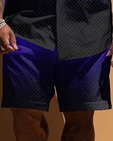 Men's Plus Size Simple Pattern Printed Short-sleeved Shirt And Shorts Set