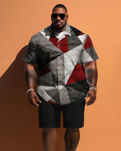 Load image into Gallery viewer, Men&#39;s Plus Size Geometric Print Short Sleeve Shirt Shorts Set