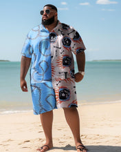 Load image into Gallery viewer, Men&#39;s Plus Size Beach Hawaiian Skull Chain Print Two-Piece Set