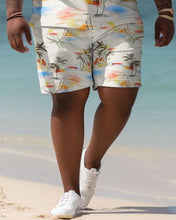 Load image into Gallery viewer, Men&#39;s Plus Size Hawaiian Color Block Coconut Shirt Shorts Two Piece Set