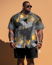 Load image into Gallery viewer, Men&#39;s Plus Size Geometric Print Short Sleeve Shirt Shorts Set