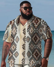 Load image into Gallery viewer, Men&#39;s Plus Size Hawaiian Polygon Graphic Art Color Block Shirt Shorts Two Piece Set