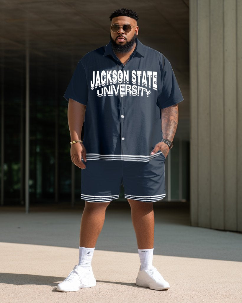 Men's Plus Size College Style Jackson State University Short Shirt Uniform Suit