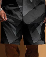 Load image into Gallery viewer, Men&#39;s Plus Size Simple Geometric Print Short Sleeve Shirt Shorts Set