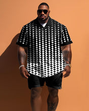 Load image into Gallery viewer, Men&#39;s Plus Size Simple Geometric Pattern Short Sleeve Shirt Shorts Set