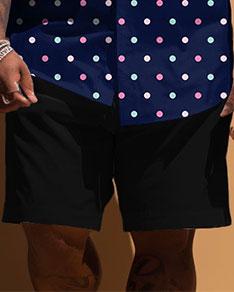 Men's Plus Size Small Polo Dot Print Short Sleeve Shirt Shorts Set