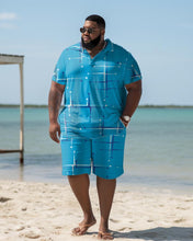 Load image into Gallery viewer, Men&#39;s Plus Size Hawaiian Geometric Shirt Shorts Two-Piece Set