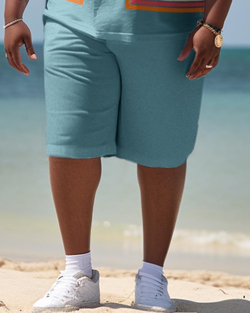 Men's Plus Size Business Colorblock Beach Two-Piece Set