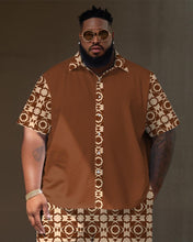 Load image into Gallery viewer, Men&#39;s Plus Size Geometric Pattern Short Sleeve Shirt And Shorts Set