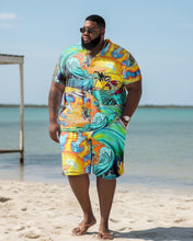 Load image into Gallery viewer, Men&#39;s Hawaiian Style Plus Size Skull Surf Two-Piece Set