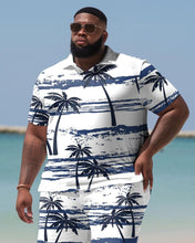 Load image into Gallery viewer, Hawaiian Coconut Colorblock Shirt And Shorts Two-Piece Men&#39;s Plus Size Set